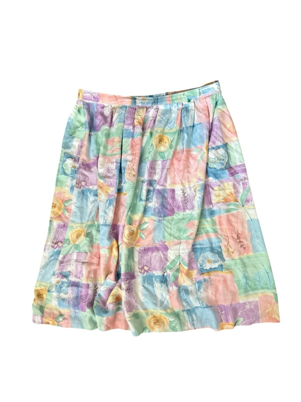 22 / Alfred Dunner Vintage Pastel Floral Patchwork Midi Skirt